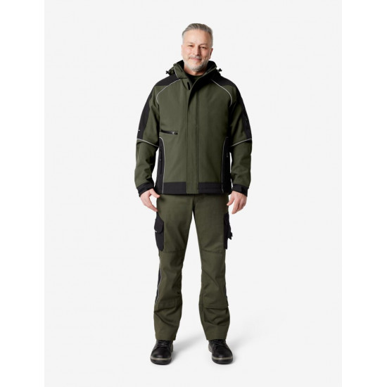 Walter, softshell jas, olijf-zwart