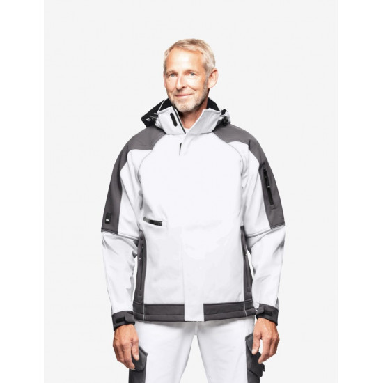 Walter, softshell jas, wit-antraciet