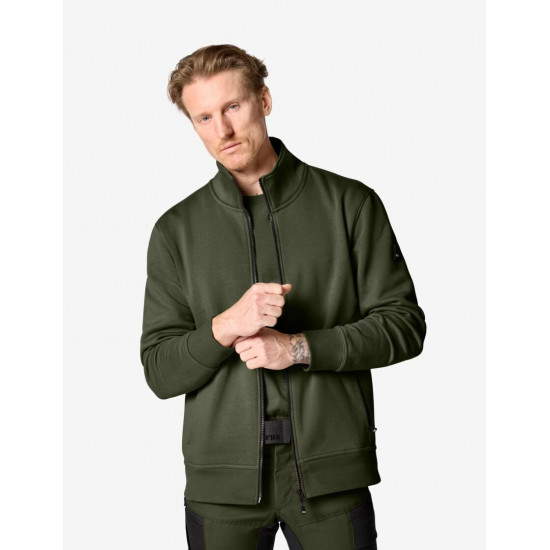 Eugen, sweater met rits, olijf Eugen, sweater met rits, olijf