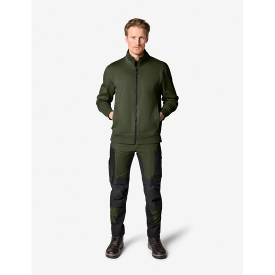 Eugen, sweater met rits, olijf Eugen, sweater met rits, olijf