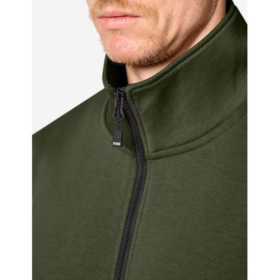 Eugen, sweater met rits, olijf Eugen, sweater met rits, olijf