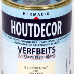 Hermadix Houtdecor Verfbeits (750 ml.) Kleur: 601 gebroken wit
