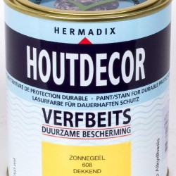 Hermadix Houtdecor Verfbeits (750 ml.) Kleur: 608 zonnegeel