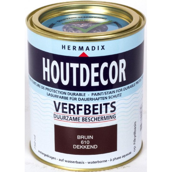 Hermadix Houtdecor Verfbeits (750 ml.) Kleur: 610 bruin