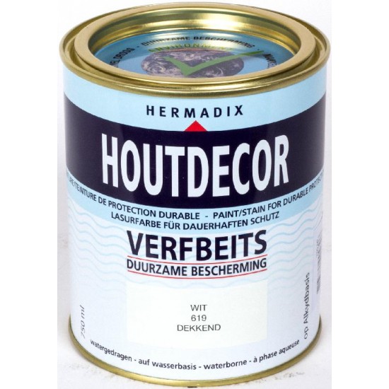 Hermadix Houtdecor Verfbeits (750 ml.) Kleur: 619 wit