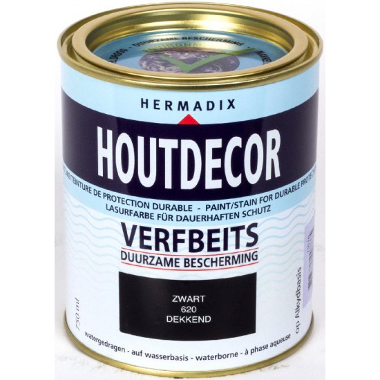 Hermadix Houtdecor Verfbeits (750 ml.) Kleur: 620 zwart