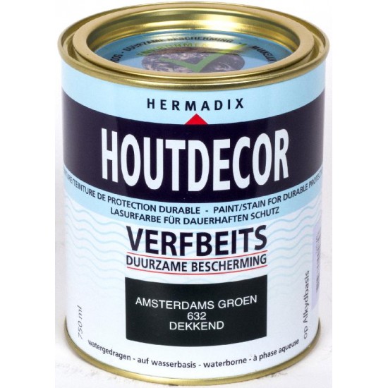 Hermadix Houtdecor Verfbeits (750 ml.) Kleur: 632 amsterdams groen