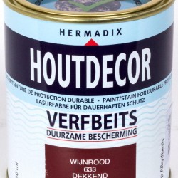 Hermadix Houtdecor Verfbeits (750 ml.) Kleur: 633 wijnrood