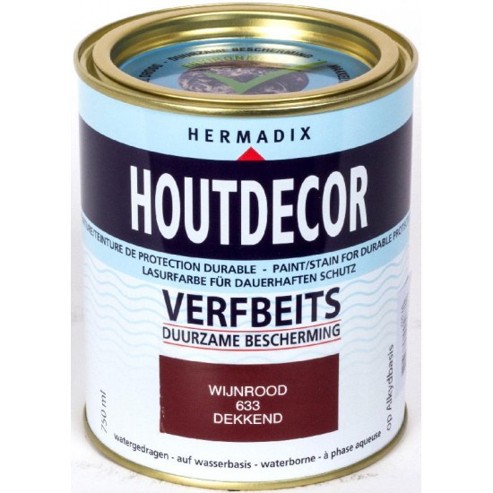 Hermadix Houtdecor Verfbeits (750 ml.) Kleur: 633 wijnrood
