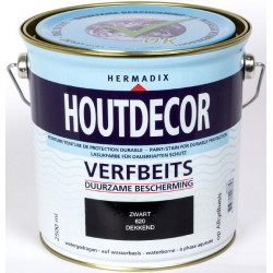 Hermadix Houtdecor Verfbeits (2,5 Ltr.) 620 zwart Hermadix Houtdecor Verfbeits (2,5 Ltr.) 620 zwart