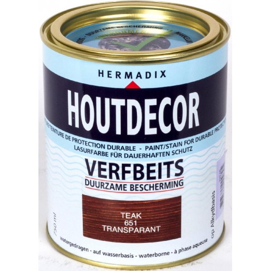 Hermadix Houtdecor transparante beits 651 (750 ml.) teak