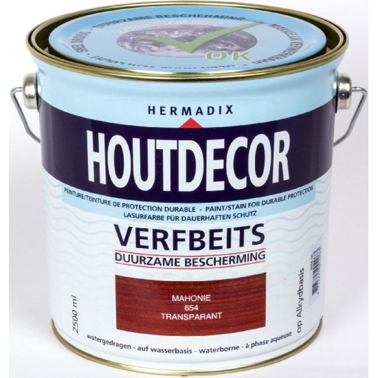 Hermadix Houtdecor transparante beits (2,5 Ltr.) 654 mahonie