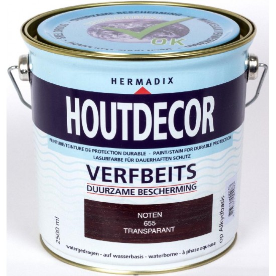 Hermadix Houtdecor transparante beits (2,5 Ltr.) 655 noten