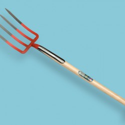 Spitvork 4 tands rood 30 cm. met dubbele veer