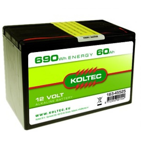 Koltec batterij 12V-60Ah Alkaline klein (voorraad)