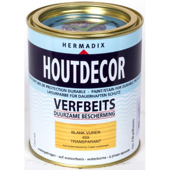 Hermadix Houtdecor transparante beits 659 (750 ml.) blank vuren