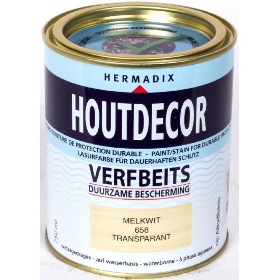 Hermadix Houtdecor transparante beits 658 (750 ML.) melkwit