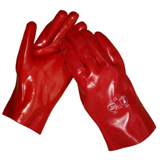 Werkhandschoenen PVC kort (rood)