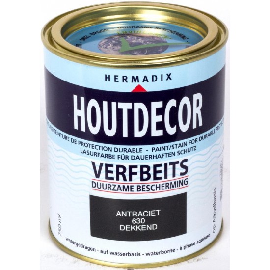 Hermadix Houtdecor Verfbeits (750 ml.) Kleur: 630 antraciet