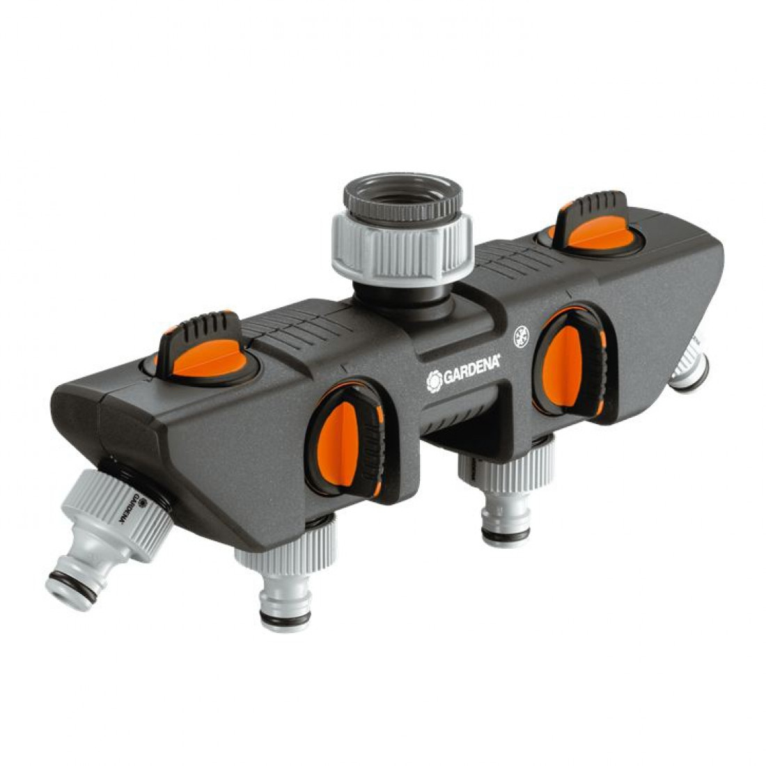 распределитель воды gardena 1197-29. распределитель жук 3-х канальный. распределитель 1194 gardena. планка-адаптер распределительная с 4-мя запорными кранами 3/4. 000.