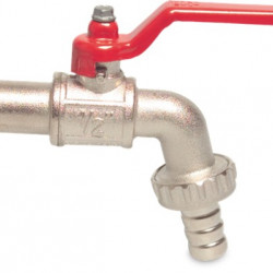 Kogel-tapkraan messing 1/2" buitendraad met slangwartel 12 mm