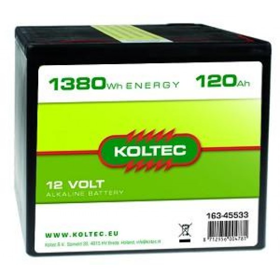 Koltec batterij 12V- 120Ah Alkaline groot (voorraad)