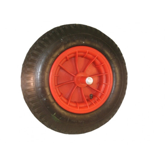 Kruiwagenwiel met as (20cm.) kogellager, kunststof