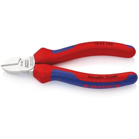 Knipex zijsnijtang 70 05 verchroomd 140 mm. met geisoleerde handgrepen