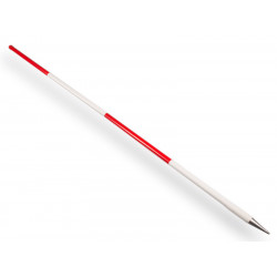 Jalonstok hout met stalen punt 200 cm. bovenkant rood