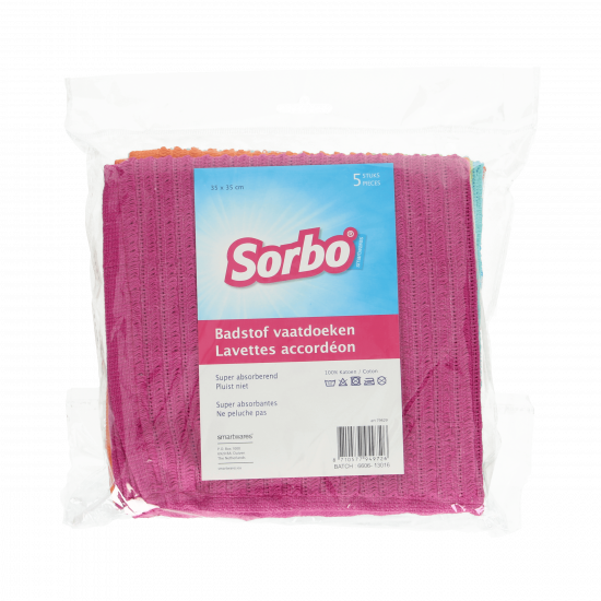 Sorbo vaatdoek badstof 35 x 35 cm. (5 stuks)