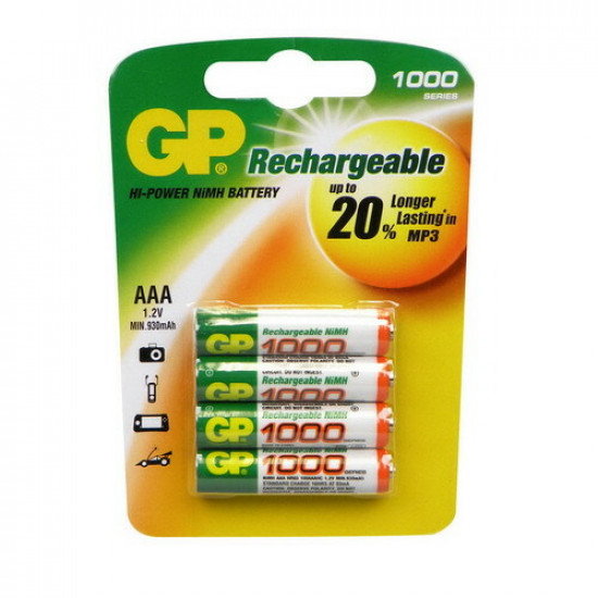 GP Oplaadbare batterijen HR03 (AAA) 4 st. 1000