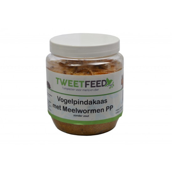 Tweetfeed Pindakaaspot kunststof meelwormen 350 gram.