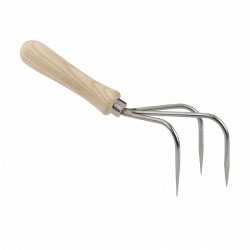 Sneeboer handcultivator (RVS) 3 tands met essen heft (5030)