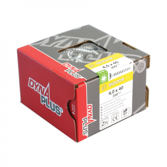 Dynaplus spaanplaatschroef TORX verzinkt plattekop 4.0x40 (doos/200 st) Dynaplus spaanplaatschroef TORX verzinkt plattekop 4.0x40 (doos/200 st)