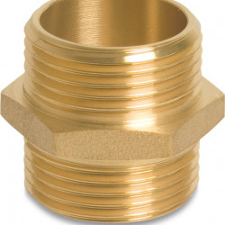 Nippel, messing 1" buitendraad